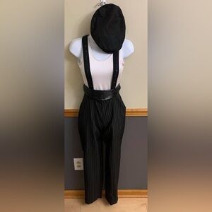 Pinstripe suspender pants and leotard AS